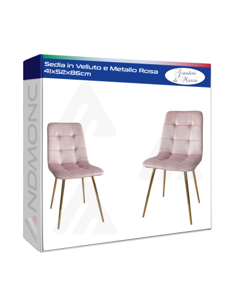 Sedia in Velluto e Metallo Rosa 41x52x86cm