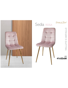 Sedia in Velluto e Metallo Rosa 41x52x86cm 2