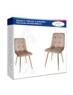 Sedia in Velluto e Metallo Nocciola 41x52x86cm