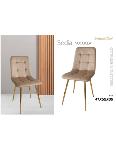 Sedia in Velluto e Metallo Nocciola 41x52x86cm 2