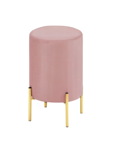 Pouf in Velluto Rosa con piedi in metallo GOLD 2