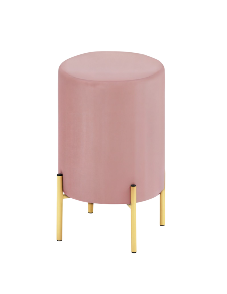 Pouf in Velluto Rosa con piedi in metallo GOLD