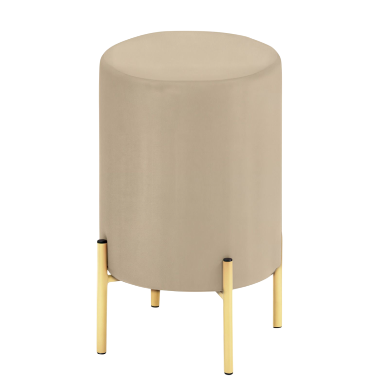 Pouf in Velluto Nocciola con piedi in metallo GOLD