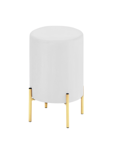 Pouf in Velluto Bianco con piedi in metallo GOLD 2