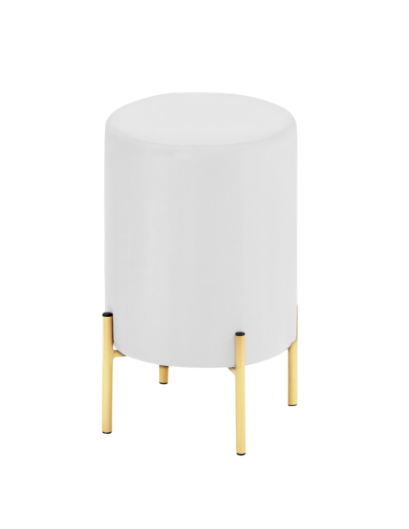 Pouf in Velluto Bianco con piedi in metallo GOLD