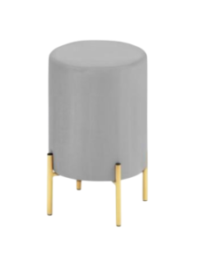Pouf in Velluto Grigio con piedi in metallo GOLD 2