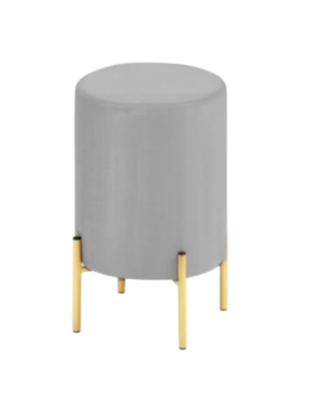 Pouf in Velluto Grigio con piedi in metallo GOLD