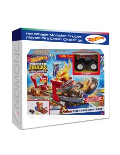 Hot Wheels Monster Trucks playset Fire Crash Challenge,...