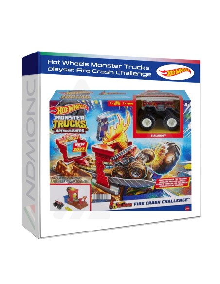 Hot Wheels Monster Trucks playset Fire Crash Challenge, giocattolo