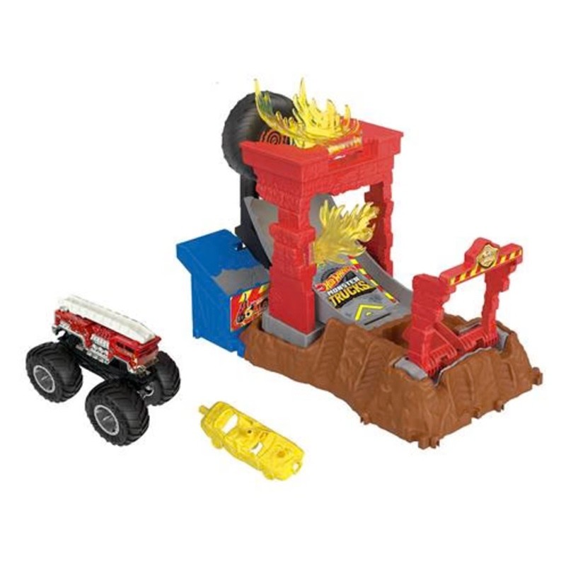 Hot Wheels Monster Trucks playset Fire Crash...