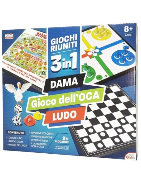 Gioco dell'oca, giochi riuniti 3in1 , gioco da tavola