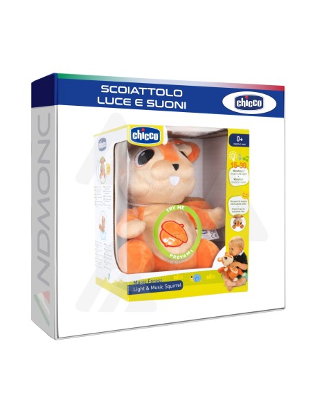 Peluche Scoiattolo giocattolo con luci e suoni, 0+ anni