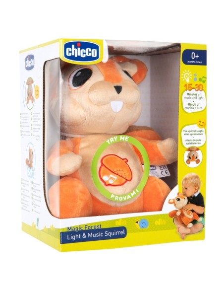 Peluche Scoiattolo giocattolo con luci e suoni, 0+ anni