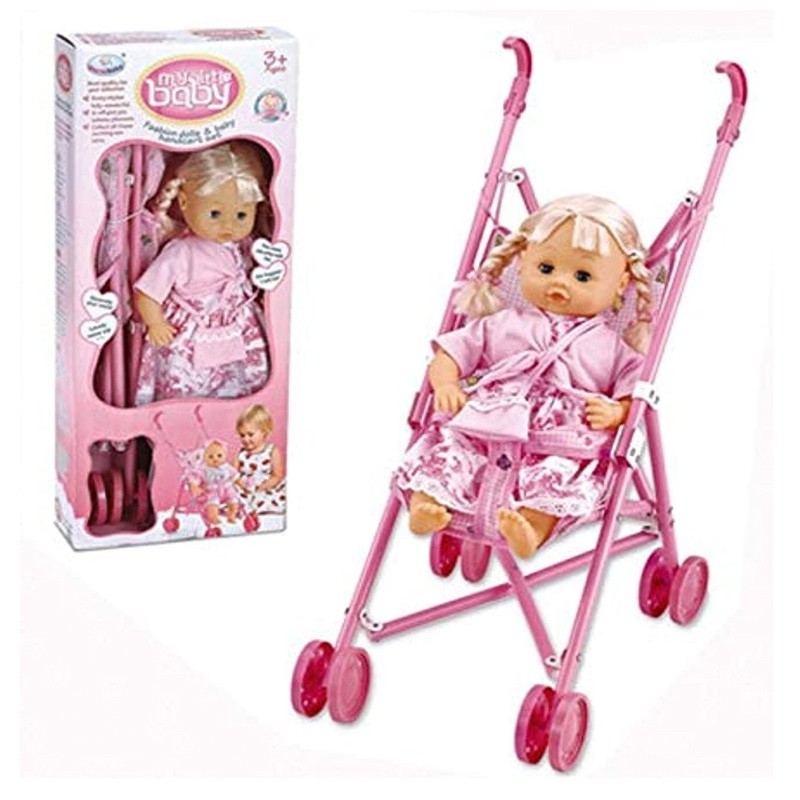 Bambola Cicciottina a passeggio con passeggino