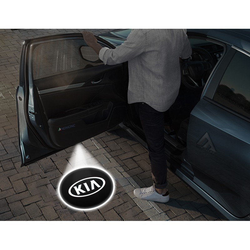 Luci sottoporta Kia logo bianco kit Carbonio