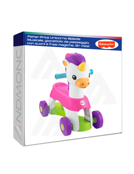 Fisher-Price Unicorno Balade Musicale, giocattolo da passeggio, con suoni e frasi magiche, 12+ mesi