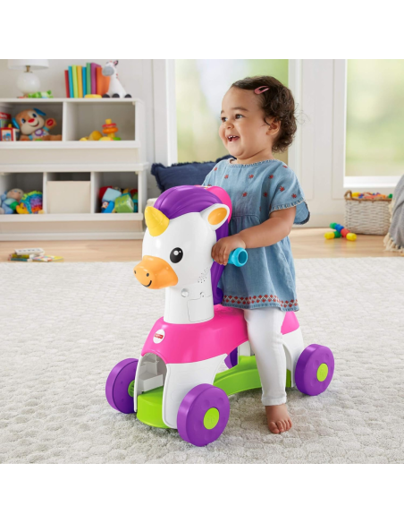 Fisher-Price Unicorno Balade Musicale, giocattolo da passeggio, con suoni e frasi magiche, 12+ mesi
