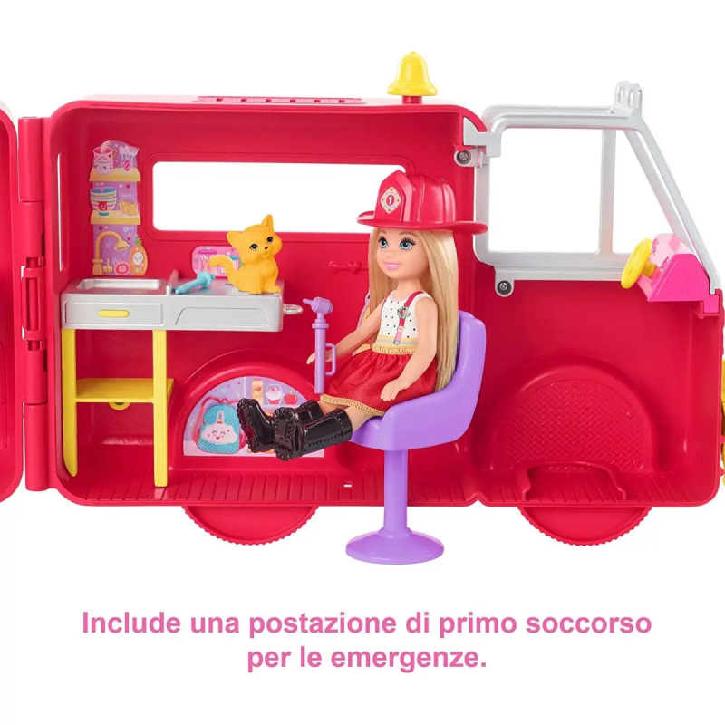 Barbie Chelsea Camion dei Pompieri Con Accessori