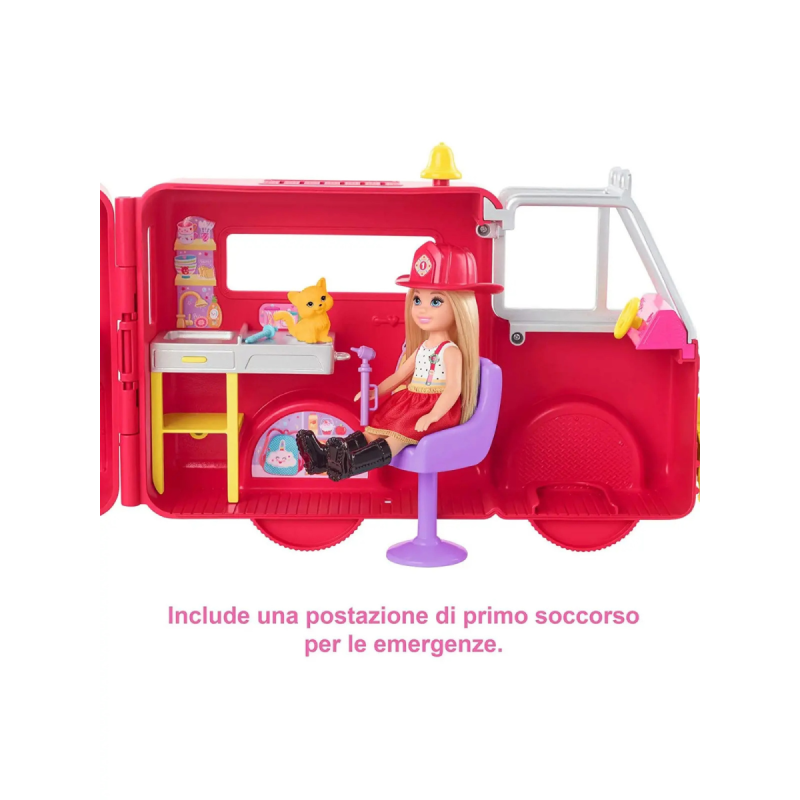 Barbie Chelsea Camion dei Pompieri Con Accessori