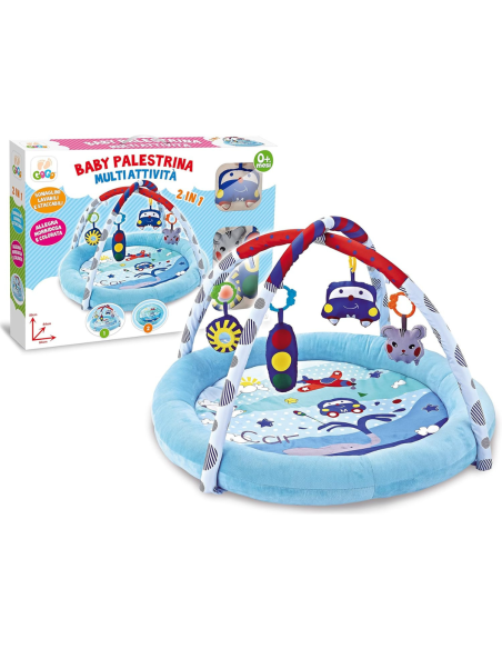Teorema Giocattoli- Baby Palestrina Azzurra Multiattività 2 in 1, per Neonato, Morbida con Sonagli Lavabili, 67322