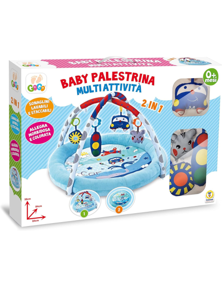Teorema Giocattoli- Baby Palestrina Azzurra Multiattività 2 in 1, per Neonato, Morbida con Sonagli Lavabili, 67322