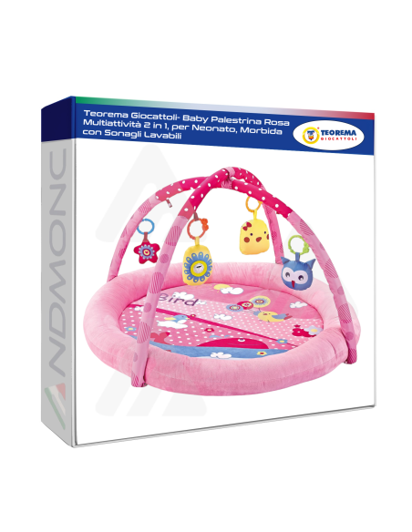 Teorema Giocattoli- Baby Palestrina Rosa Multiattività 2 in 1, per Neonato, Morbida con Sonagli Lavabili, 67323