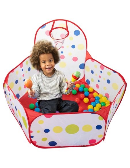 Piscina di Palline per Bambini -  90cm - con canestro da Basket - Cesta di Palline