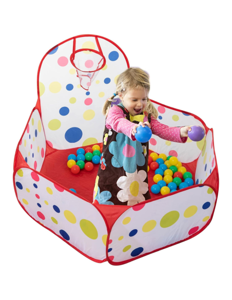 Piscina di Palline per Bambini -  90cm - con canestro da Basket - Cesta di Palline