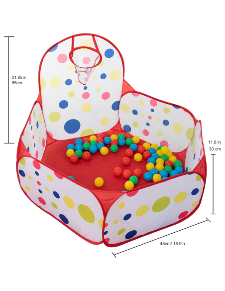 Piscina di Palline per Bambini -  90cm - con canestro da Basket - Cesta di Palline