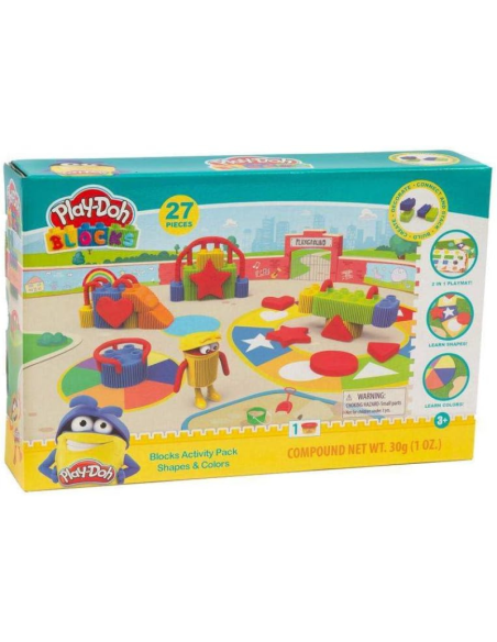 Play Doh Blocks, Set Forme e Colori 27 Pezzi con Costruzioni e Pasta da Modellare