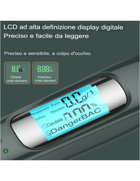 Test di alcol Tester alcolica professionale etilometro digitale for alcol tester di rilevamento alcolici di rilevamento di alcol