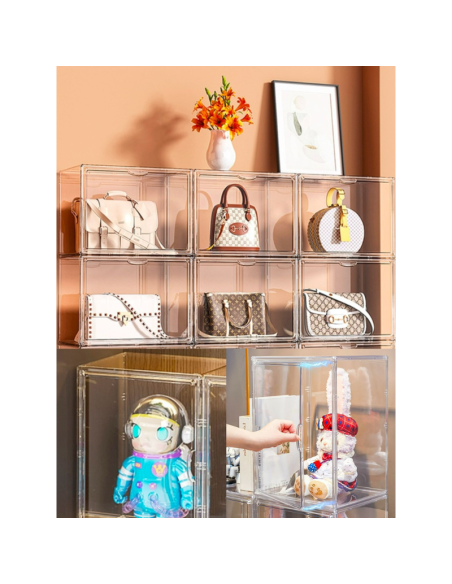 Organizer per Borse in Plastica Trasparente, Scatole Portaoggetti, per Libri Giocattoli Cosmetic Scarpe