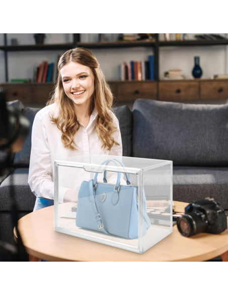 Organizer per Borse in Plastica Trasparente, Scatole Portaoggetti, per Libri Giocattoli Cosmetic Scarpe