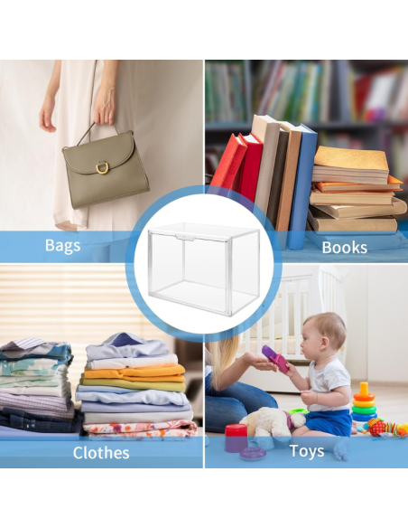 Organizer per Borse in Plastica Trasparente, Scatole Portaoggetti, per Libri Giocattoli Cosmetic Scarpe