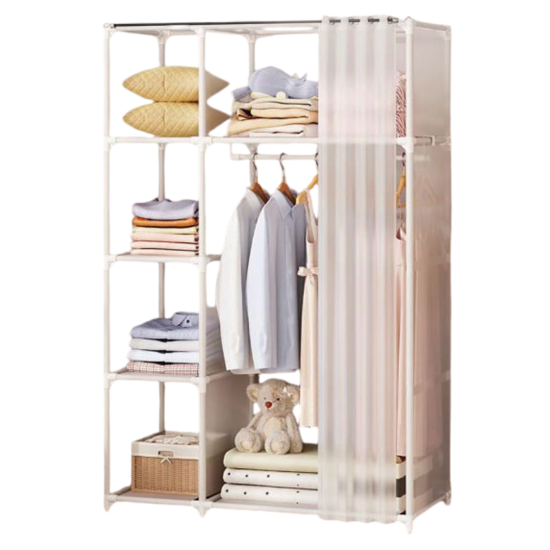 Armadio multiuso con tenda scorrevole