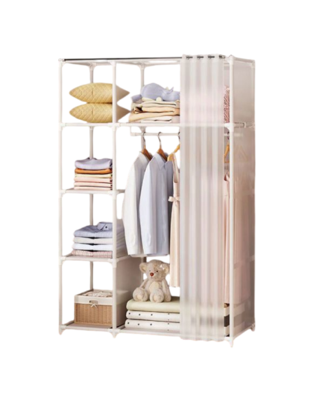 Armadio multiuso con tenda scorrevole