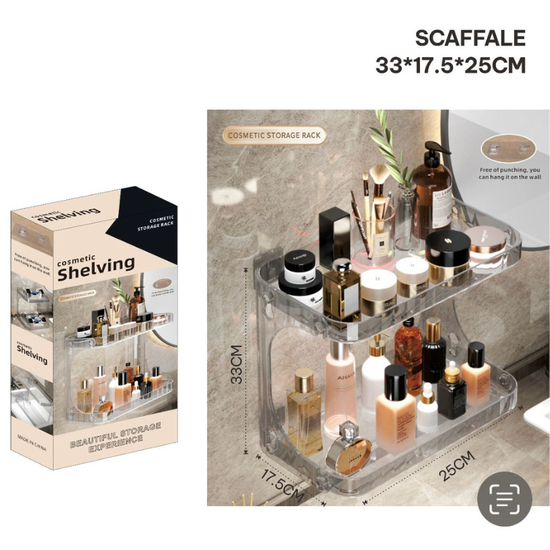 Scaffale, mensola per prodotti di cosmetica