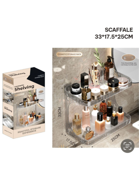 Scaffale, mensola per prodotti di cosmetica