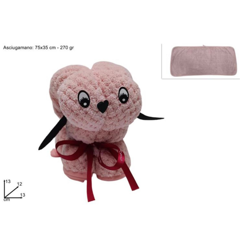Asciugamano 75x35cm 270gr a forma di cane rosa