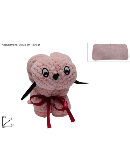 Asciugamano 75x35cm 270gr a forma di cane rosa