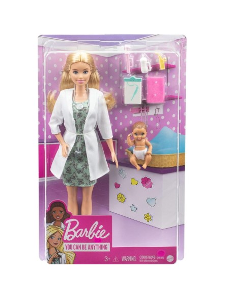 Barbie - Play Set Pediatra con bambola barbie bionda e neonata con accessori