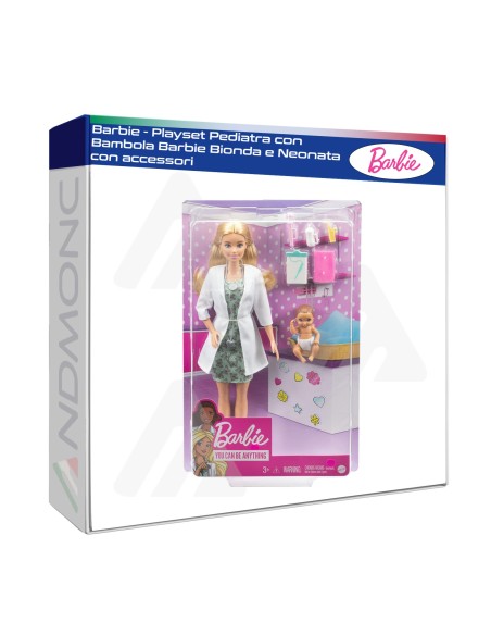 Barbie - Play Set Pediatra con bambola barbie bionda e neonata con accessori
