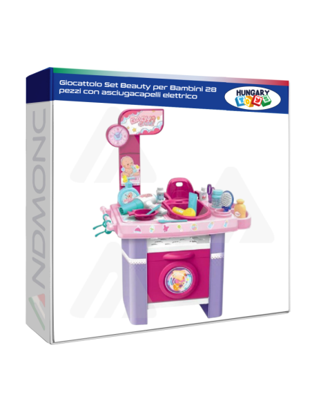 Giocattolo Set Beauty per Bambini 28 pezzi con asciugacapelli elettrico