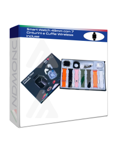 Smart Watch 49mm con 7 Cinturini e Cuffie Wireless Incluse
