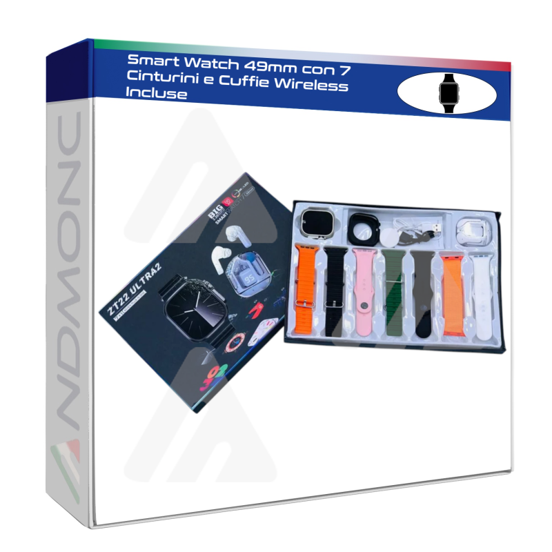 Smart Watch 49mm con 7 Cinturini e Cuffie...
