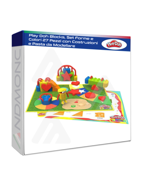 Play Doh Blocks, Set Forme e Colori 27 Pezzi con Costruzioni e Pasta da Modellare