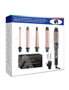 Ferro arricciacapelli 5 in 1, in ceramica, con spazzola...