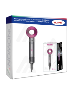 Asciugacapelli con 5 Accessori 1600W 3 velocità e 3...