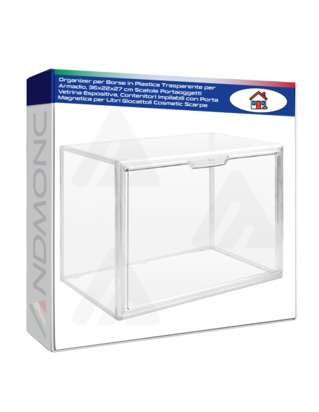 Organizer per Borse in Plastica Trasparente, Scatole Portaoggetti, per Libri Giocattoli Cosmetic Scarpe