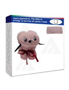 Asciugamano 75x35cm 270gr a forma di cane rosa